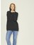Yuvarlak Yaka Düz Siyah Kadın Sweatshirt 12200382 1