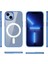 Apple iPhone 13 Kılıf Wireless Şarj Özellikli Buttom Magsafe Silikon Kapak Lacivert 2