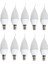 CT-4084 Kıvrık Mum Ledli Buji LED Ampul 10'lu -Ince E14 Duy Beyaz 600LM 1