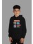 çoçuk Siyah Kapüşonlu Sweatshirt Red Ball Dijital Baskılı Iki Iplik Içi Şardonlu 1
