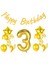 3 Yaş Altın Happy Birthday Set 1