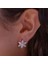 Lotus Çiçeği Tasarımlı Beyaz Zirkon Taşlı Rose 925 Ayar Gümüş Küpe 1