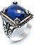 Mavi Taşlı Özel Tasarım Erkek Gümüş Yüzük 1