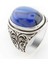 Bombeli Mavi Oval Taşlı Gümüş Erkek Yüzük 1