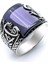 925 Ayar Gümüş Mor Zirkon Taşlı Vav Figürlü Yüzük 2