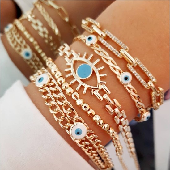 Vanessa Jewelry Accessories Beyaz Göz Detaylı Nazar Bileklik Fiyatı