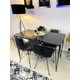 Stone Concept Mobilya Yemek Masa Takımı Mutfak Masası Sırt Minderli 4'lü Tel Sandalye + Masa 60 x 120 cm Siyah
