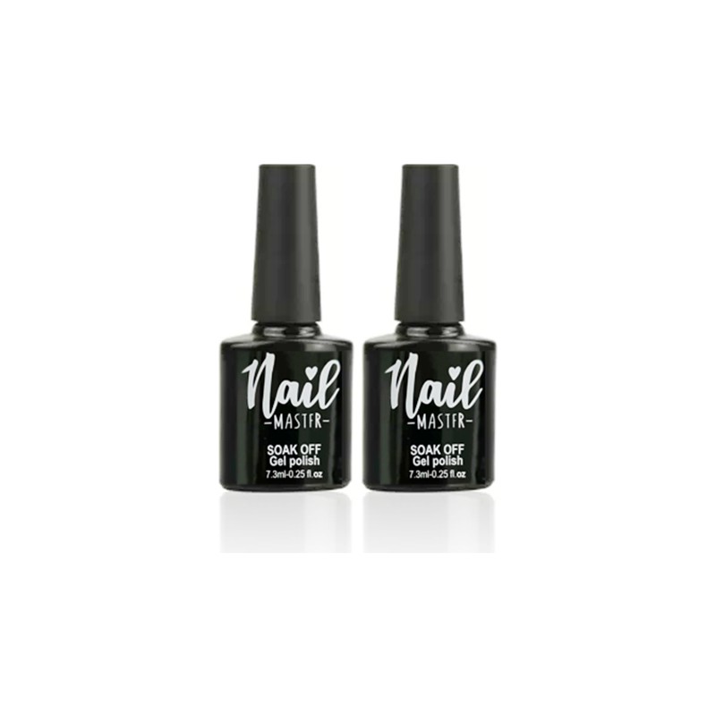 Nail Master Şeffaf Renkli Kalıcı Oje 2li Set Top Coat ve Rubber Base Coat 7.3 ml Dayanıklılık Arttırır