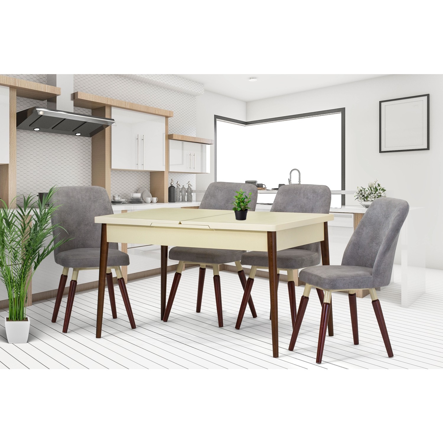 Özer Aksesuar Belek Lake Krem Açılır Mutfak Masa Sandalye Özer Aksesuar Belek Lake Krem Açılır Mutfak Masa Sandalye