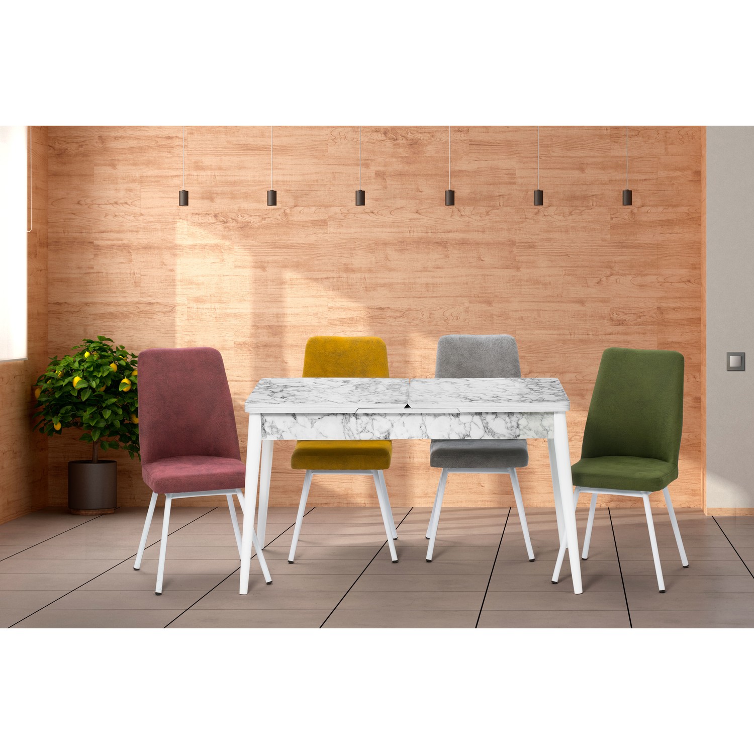 Özer Aksesuar Milas Beyaz Mermer Açılır Mutfak Masa Özer Aksesuar Milas Beyaz Mermer Açılır Mutfak Masa