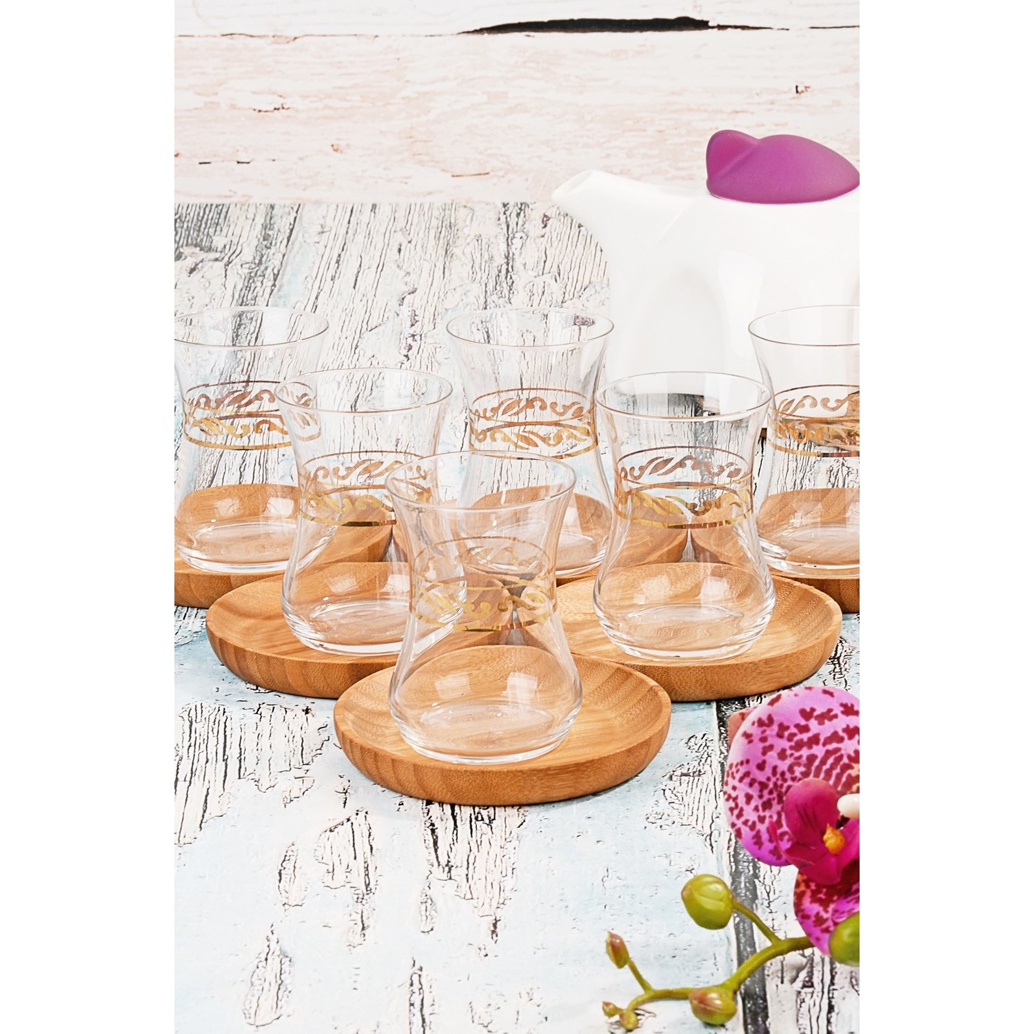 MHK Collection 6�lı Lüx Bambu Çay Tabak Seti Fiyatı