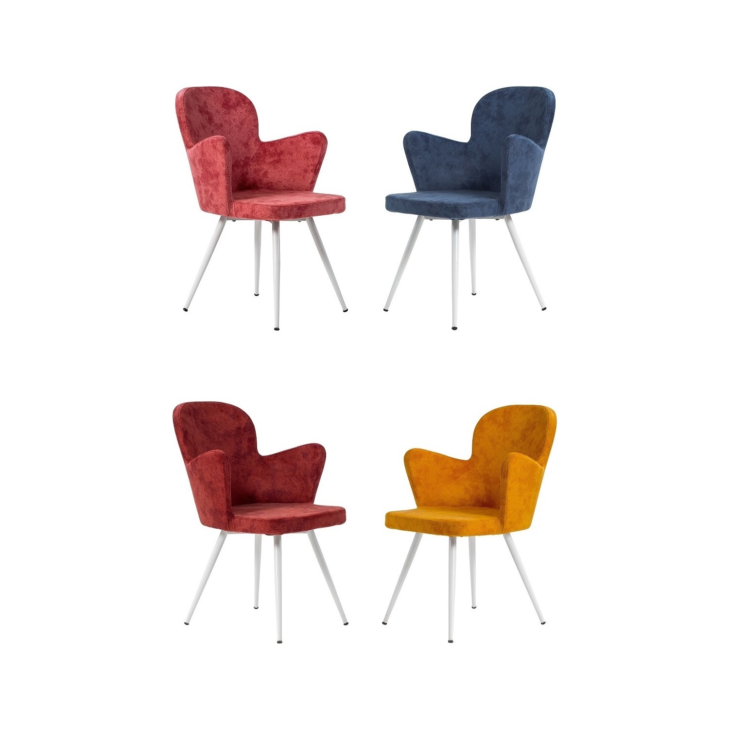 Gül Masa Sandalye Kumaş Kelebek Sandalye 4 Adet Sandalyeli