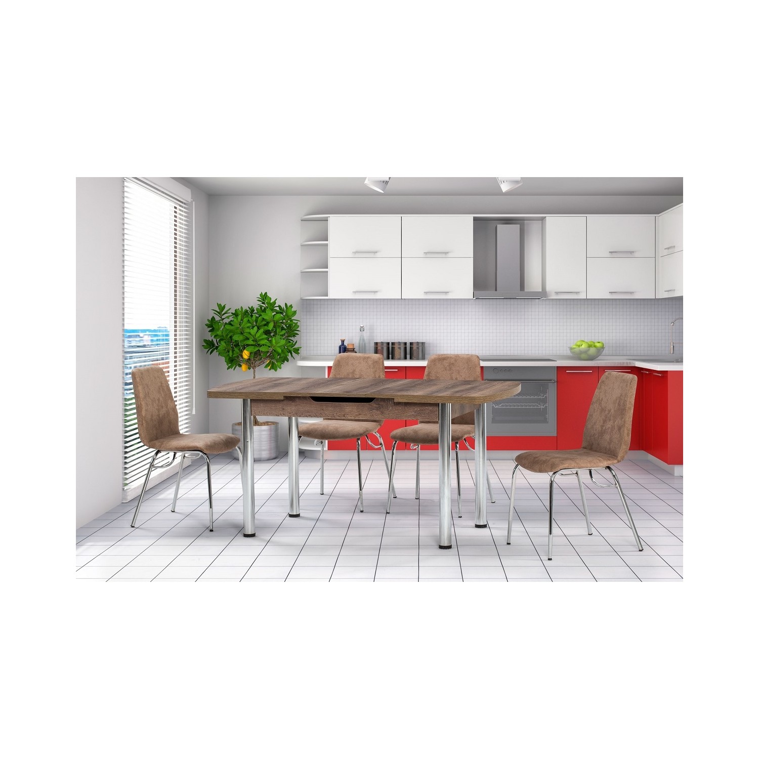 Gül Masa Sandalye Oval Ceviz Masa İnci Kapuçino Sandalye 4 Fiyatı