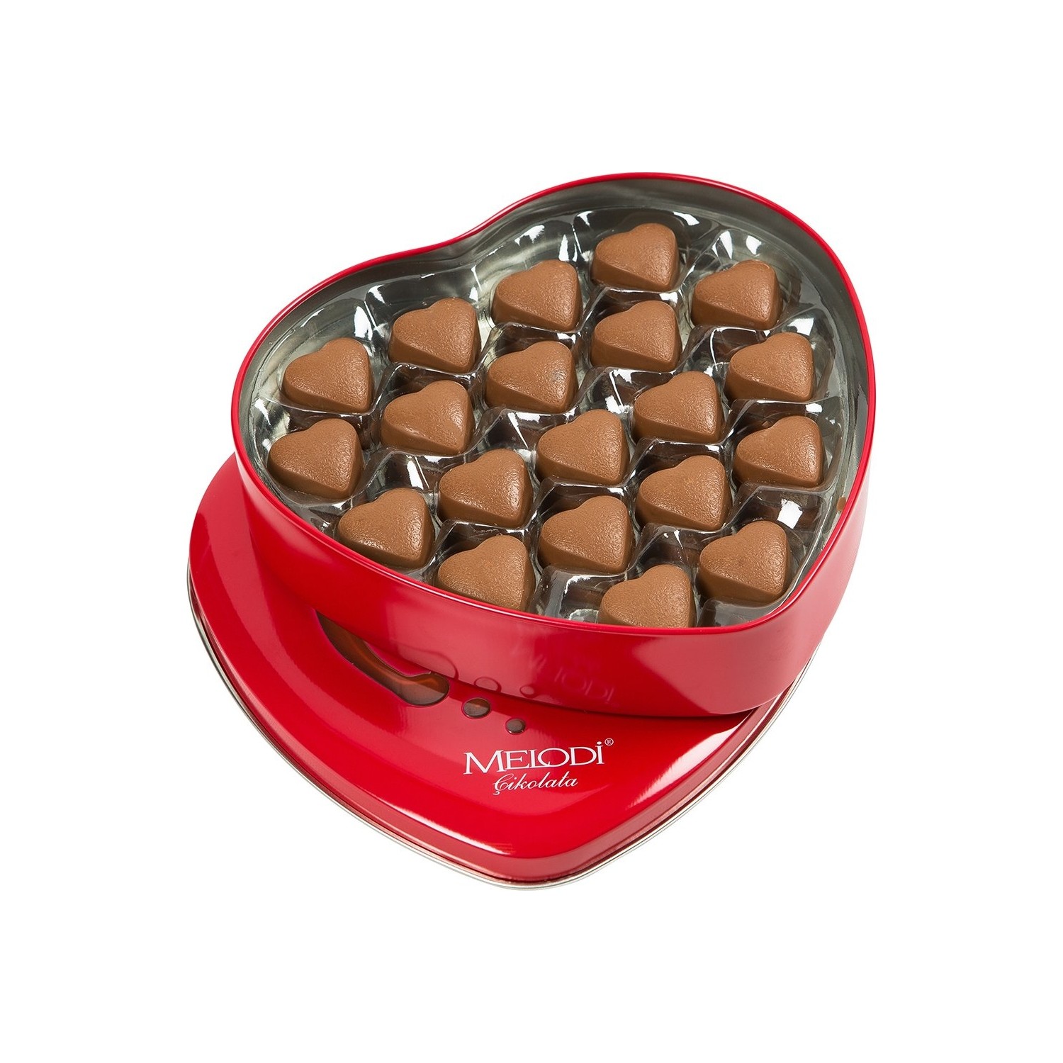 Melodi Çikolata Kalp Çikolata Kırmızı Metal Kutu Fiyatı