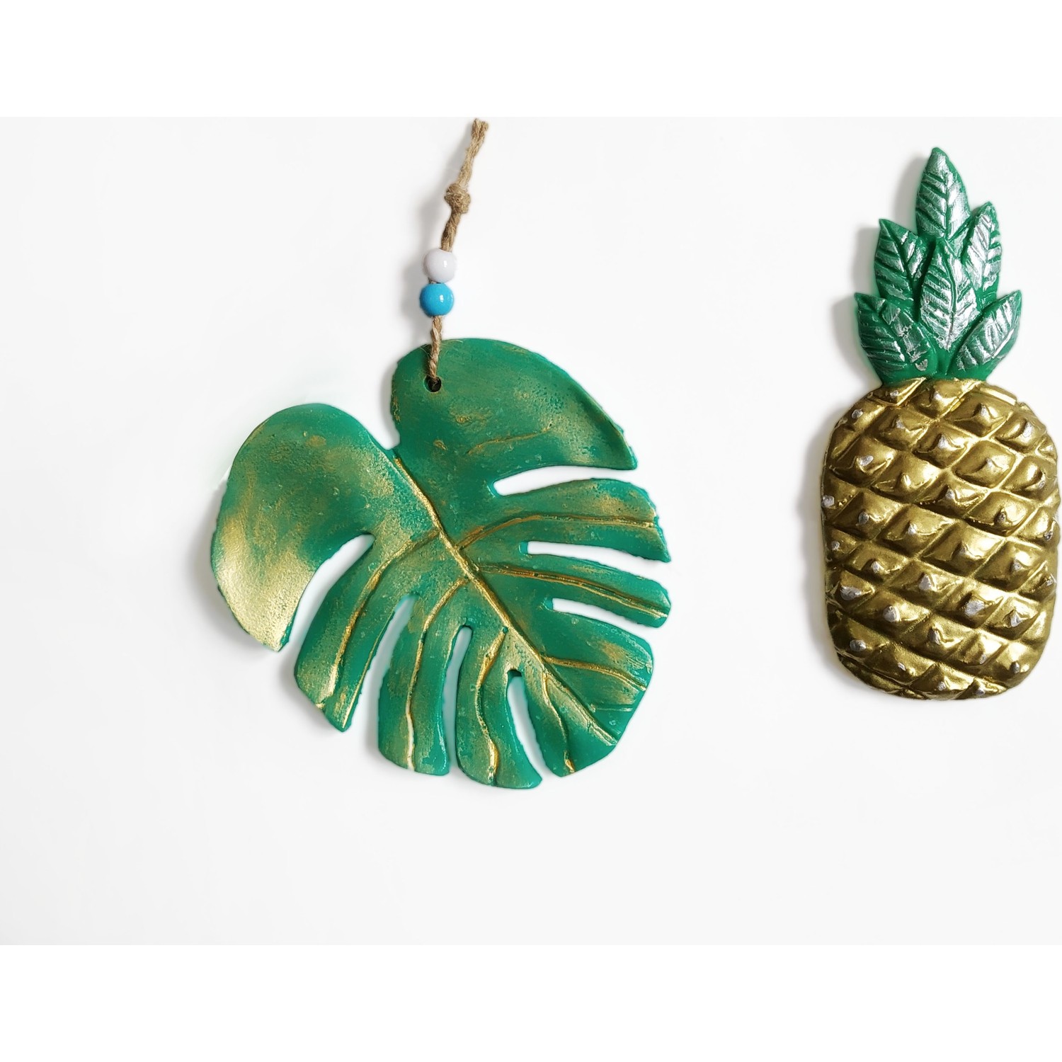 Cajuart Dekoratif İkili Ananas ve Yaprak Duvar Süsü İkili Fiyatı