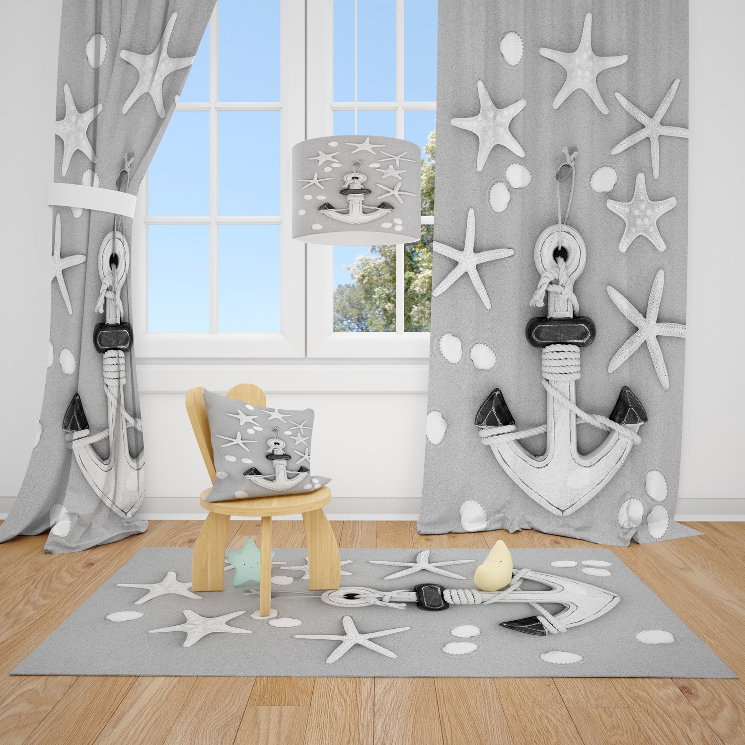 Cici Halı Deniz Yıldızları ve Deniz Teması Çocuk Bebek