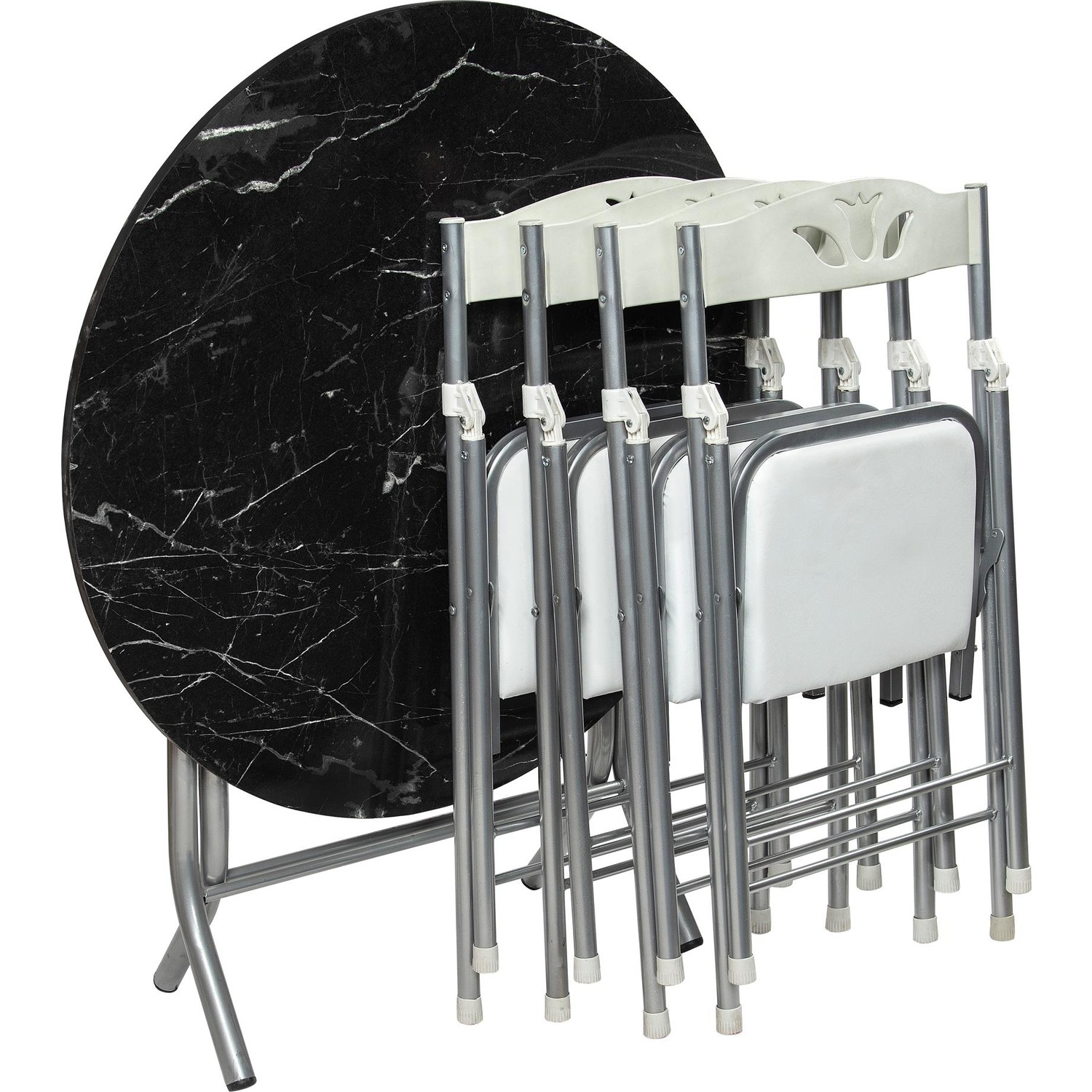 Sinem Siyah 90X90 Yuvarlak Katlanır Masa Sandalye Takımı Sinem Siyah 90X90 Yuvarlak Katlanır Masa Sandalye Takımı