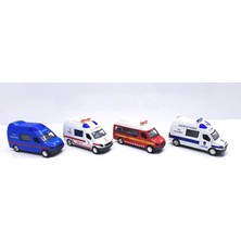 Can Oyuncak Pilli Işıklı Sesli 1:32 Metal Çek Bırak Ambulans-İtfaiye-Polis-Jandarma 4 Lü Set