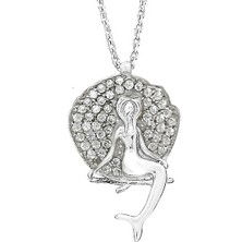 Altın Sepeti Gümüş Beyaz Taşlı Deniz Kızı Kolye G721KL