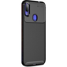 Jopus Xioami Redmi Note 7 Kılıf Karbon Desenli Lux Negro Silikon - Siyah + Tam Kaplayan 6D Nano Ekran Koruyucu