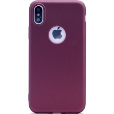 Case Street Apple iPhone X Kılıf Premier Silikon Kılıf Mat Kılıf Mürdüm