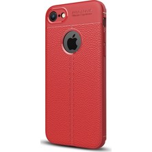 Case Street Apple iPhone 6s Plus Kılıf Niss Silikon Deri Görünümlü Arka Koruma + Nano Glass Kırmızı