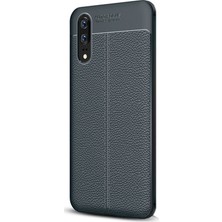 Case Street Huawei P20 Kılıf Niss Silikon Deri Görünümlü Arka Kapak Lacivert