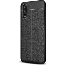 Case Street Huawei P20 Kılıf Niss Silikon Deri Görünümlü Arka Kapak Siyah