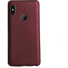 Case Street Xiaomi RedMi Note 5 Pro Kılıf Premier Silikon Kılıf+Nano Glass Mürdüm