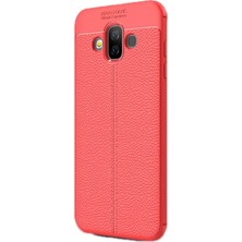 Case Street Samsung Galaxy J7 Duo Kılıf Niss Silikon Deri Dokunuşlu Kırmızı