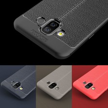 Case Street Samsung Galaxy J7 Duo Kılıf Niss Silikon Deri Dokunuşlu Kırmızı