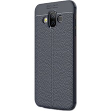 Case Street Samsung Galaxy J7 Duo Kılıf Niss Silikon Deri Dokunuşlu Lacivert