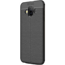 Case Street Samsung Galaxy J7 Duo Kılıf Niss Silikon Deri Dokunuşlu Siyah