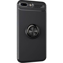 Case Street Apple iPhone 7 Kılıf Ravel Mıknatıslı Yüzüklü Kapak+Nano Glass Siyah