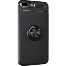 Case Street Apple iPhone 8 Plus Kılıf Ravel Mıknatıslı Yüzüklü Silikon+Nano Siyah