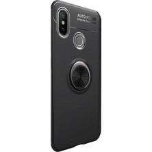 Case Street Xiaomi Mi 6X Kılıf Ravel Yüzüklü Mıknatıslı Silikon+Nano Koruma Siyah