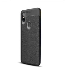 Case Street Xiaomi Mi Mix 3 Kılıf Niss Silikon Deri Görünümlü+Nano Glass Siyah