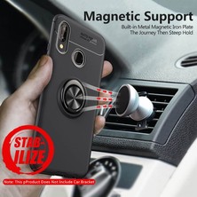 Case Street Huawei P Smart 2019 Kılıf Ravel Yüzüklü Mıknatıslı + Nano Glass Mavi