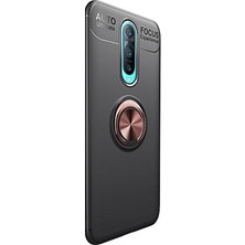 Case Street Oppo Rx17 Pro Kılıf Ravel Yüzüklü Mıknatıslı Silikon +Nano Glass Bronz