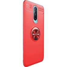 Case Street Oppo Rx17 Pro Kılıf Ravel Yüzüklü Mıknatıslı Silikon +Nano Glass Kırmızı