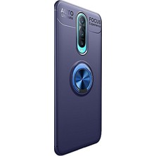 Case Street Oppo Rx17 Pro Kılıf Ravel Yüzüklü Mıknatıslı Silikon +Nano Glass Lacivert