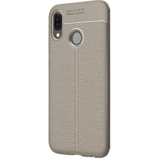 Case Street Huawei Y7 2019 Kılıf Niss Silikon Deri Görünümlü+Nano Glass Bej