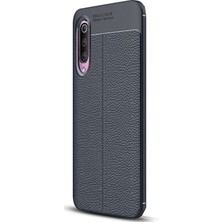 Case Street Xiaomi Mi 9 Kılıf Niss Silikon Deri Görünümlü+Nano Glass Lacivert