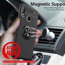 Case Street Xiaomi Mi 9 Kılıf Ravel Yüzüklü Mıknatıslı Silikon+Nano Glass Kırmızı