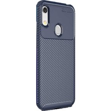 Case Street Huawei Honor 8a Kılıf Negro Karbon Dizayn Silikon+Nano Glass Lacivert