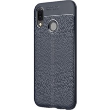 Case Street A20 Kılıf Niss Silikon Deri Görünümlü+Nano Glass Lacivert
