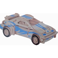 Piramigo 3D Ahşap Maket F20 Mavi Araba