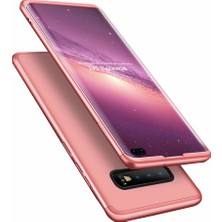 Case 4U Samsung Galaxy S10 Plus Kılıf 3 Parçalı Tam Koruma Sert Mika Ays Kapak Rose Gold