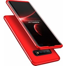 Case 4U Samsung Galaxy S10 Plus Kılıf 3 Parçalı Tam Koruma Sert Mika Ays Kapak Kırmızı