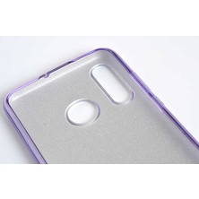 Case 4U Huawei P30 Lite Kılıf Çift Katmanlı Simli Shining Sert Silikon Arka Kapak Siyah